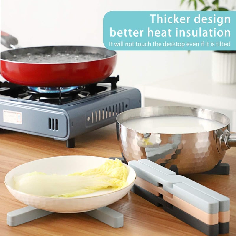 YUESUO 3 Pack Heat-Resistant Foldable Silicone Trivets,Folding Trivet for Hot Pots and Pans,Non-Slip,Space-Saving,Easy to Clean - Image 4